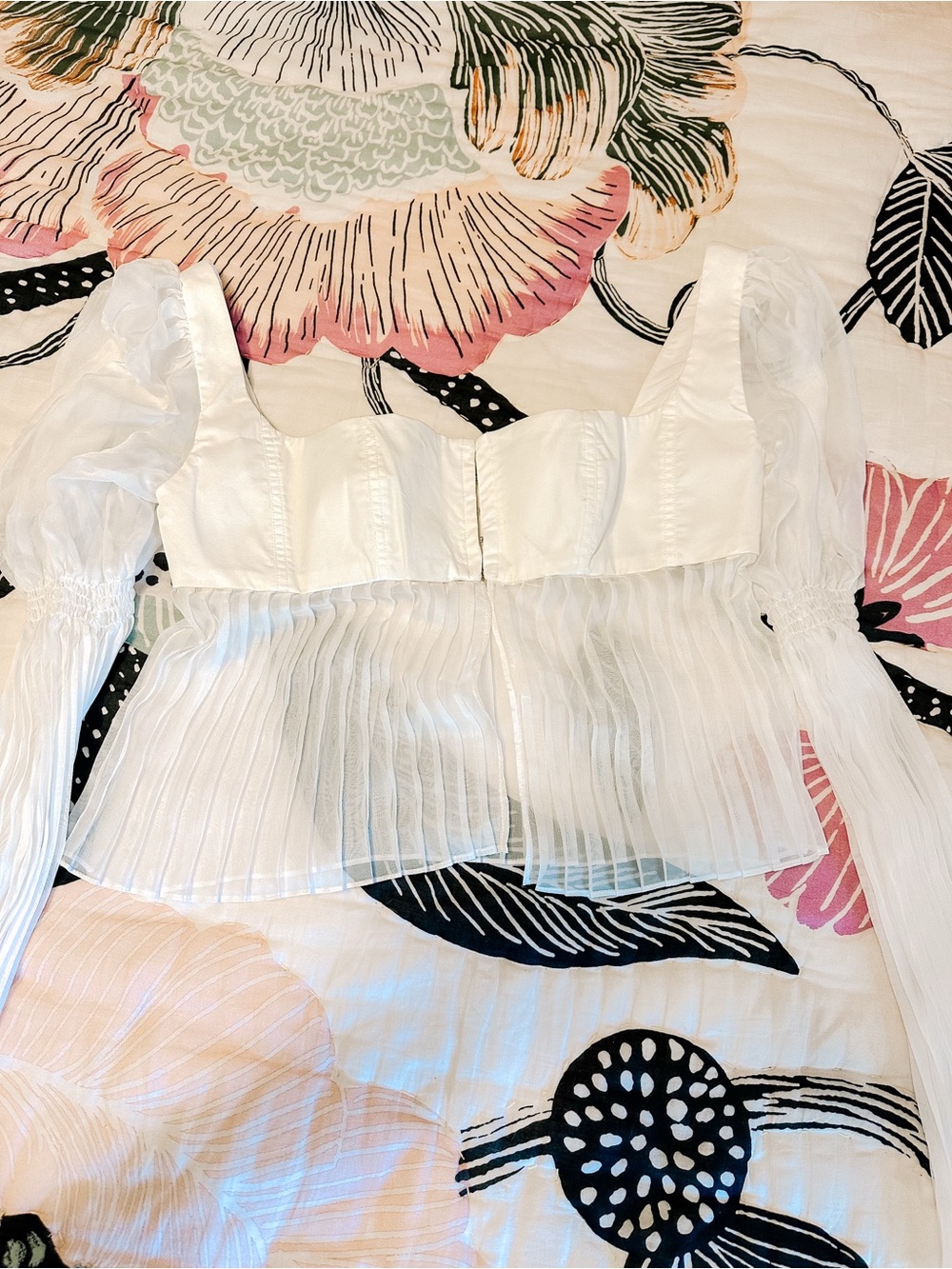 House of CB Lucie White Pleated Blouse